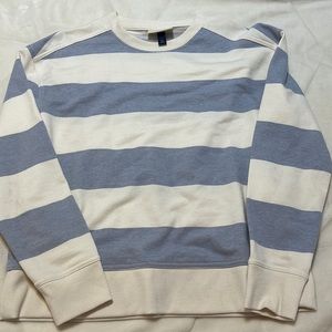 blue and white stripped crew neck